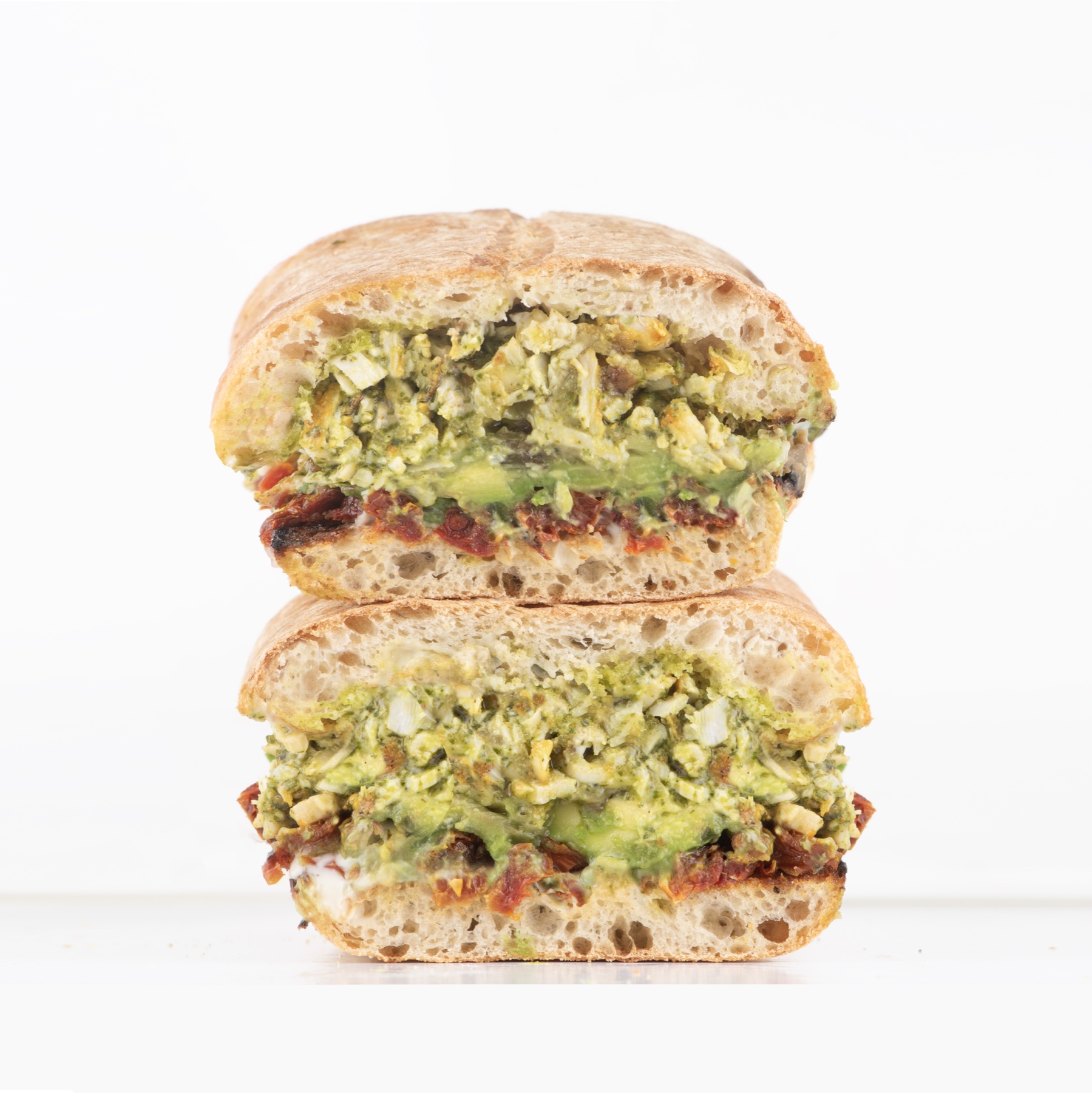 Stacked Chicken Pesto sandwich from Hollywood Wraps & Grill